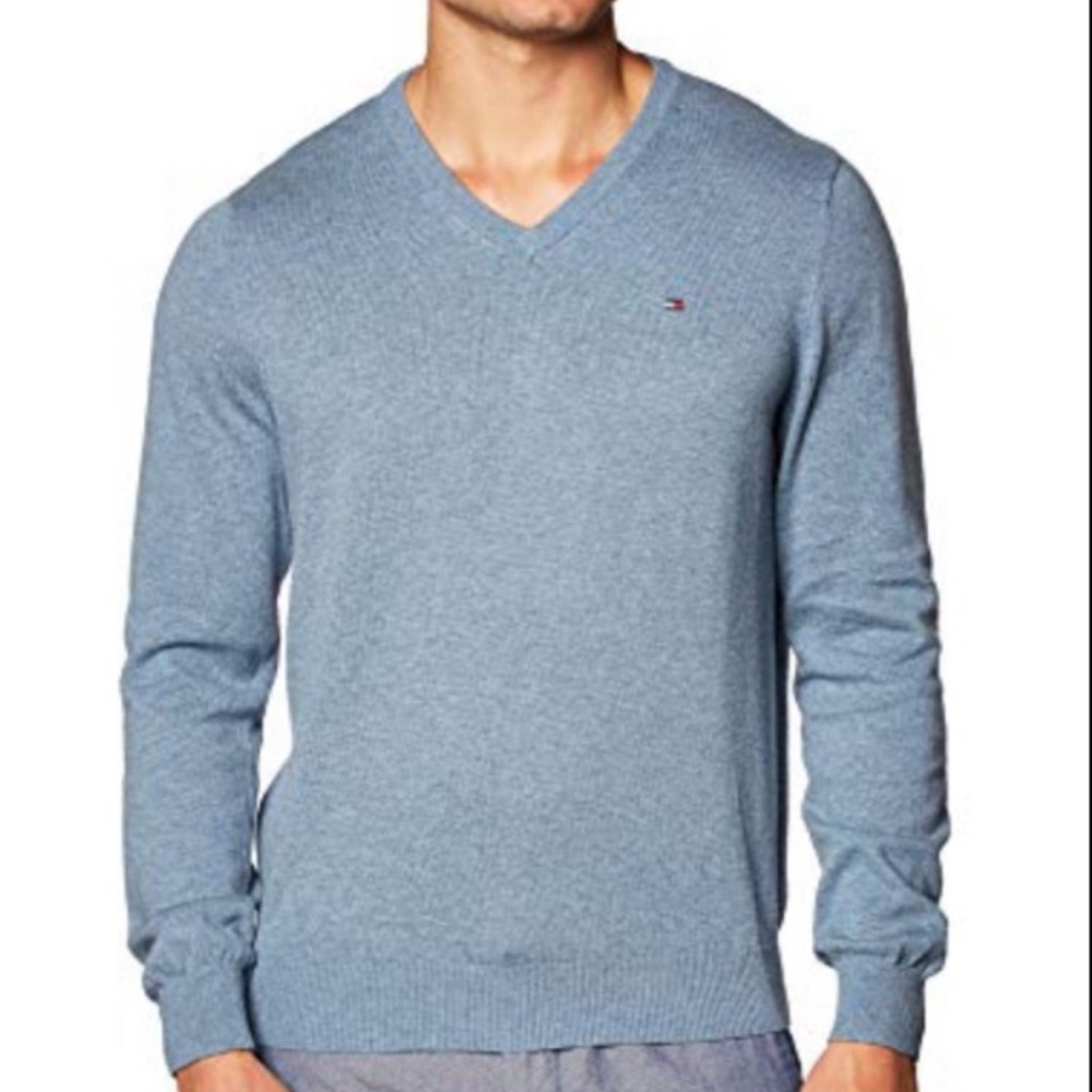 Tommy Hilfiger Pima Cotton Sweater Pullover  Blue Men’s Size XL  V- Neck Classic